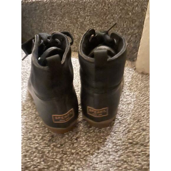Sperry Saltwater 2-eye Leather Black Duck Boots Ankle Rain Boots Women’s Size 6 - Picture 3 of 6